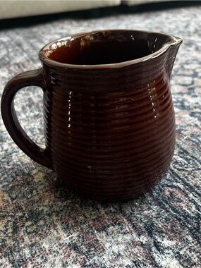 Vintage Brown Western Monmouth Stoneware Ceramic Pitcher